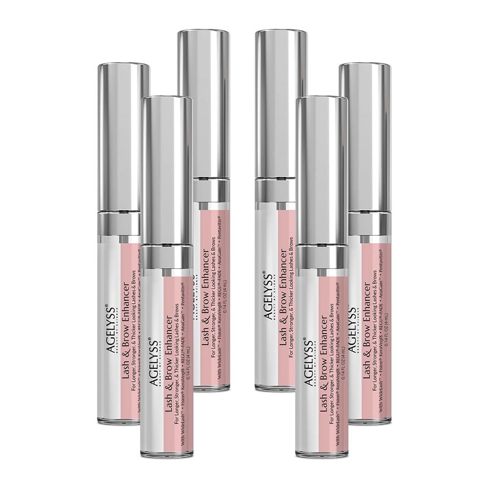 Agelyss Lash Brow Enhancer - Deep Conditioning - Lash Volume, Brow Boost, Hair Strengthening - Paraben-Free, Cruelty-Free, Vegan - .14 FL OZ - Pack of 6
