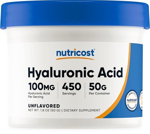 Nutricost Hyaluronic Acid Powder 50 Grams - Water Soluble, Fine Powder, Gluten Free, Non-GMO