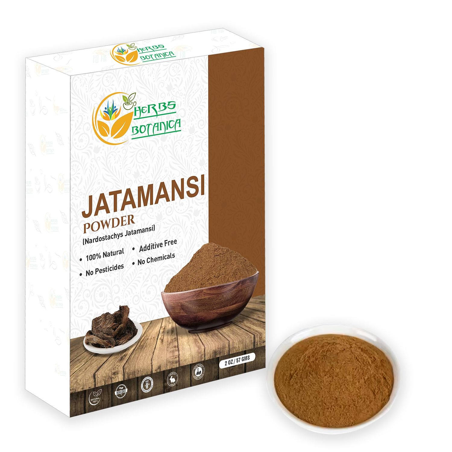 Herbs Botanica Jatamansi Root Powder 100 Pure Natural Nardostachys Jatamansi for Hair Growth, Ayurvedic Hair Care Wellness Finely Ground Spikenard Herb 2 oz Resealable Pack