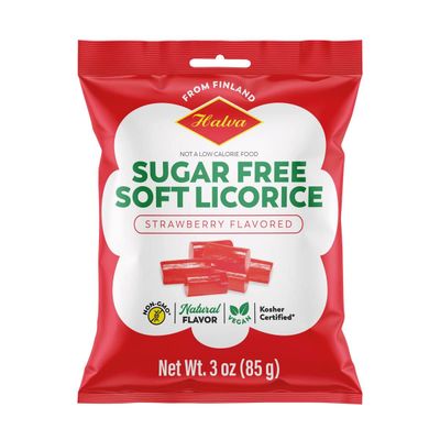 2 Bags x 85g of Halva Soft Licorice - Strawberry - Finnish - Sugar Free - Wine Gums - Candies - Sweets with Stevia