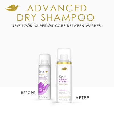 Dove Advanced Dry Shampoo Volume Fullness Refresh Revive Flat Hair Without Water for 2 Days of Freshness Bounce 1.15 oz