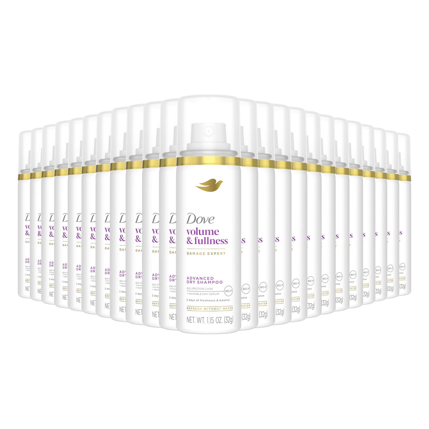 Dove Advanced Dry Shampoo Volume Fullness Refresh Revive Flat Hair Without Water for 2 Days of Freshness Bounce 1.15 oz
