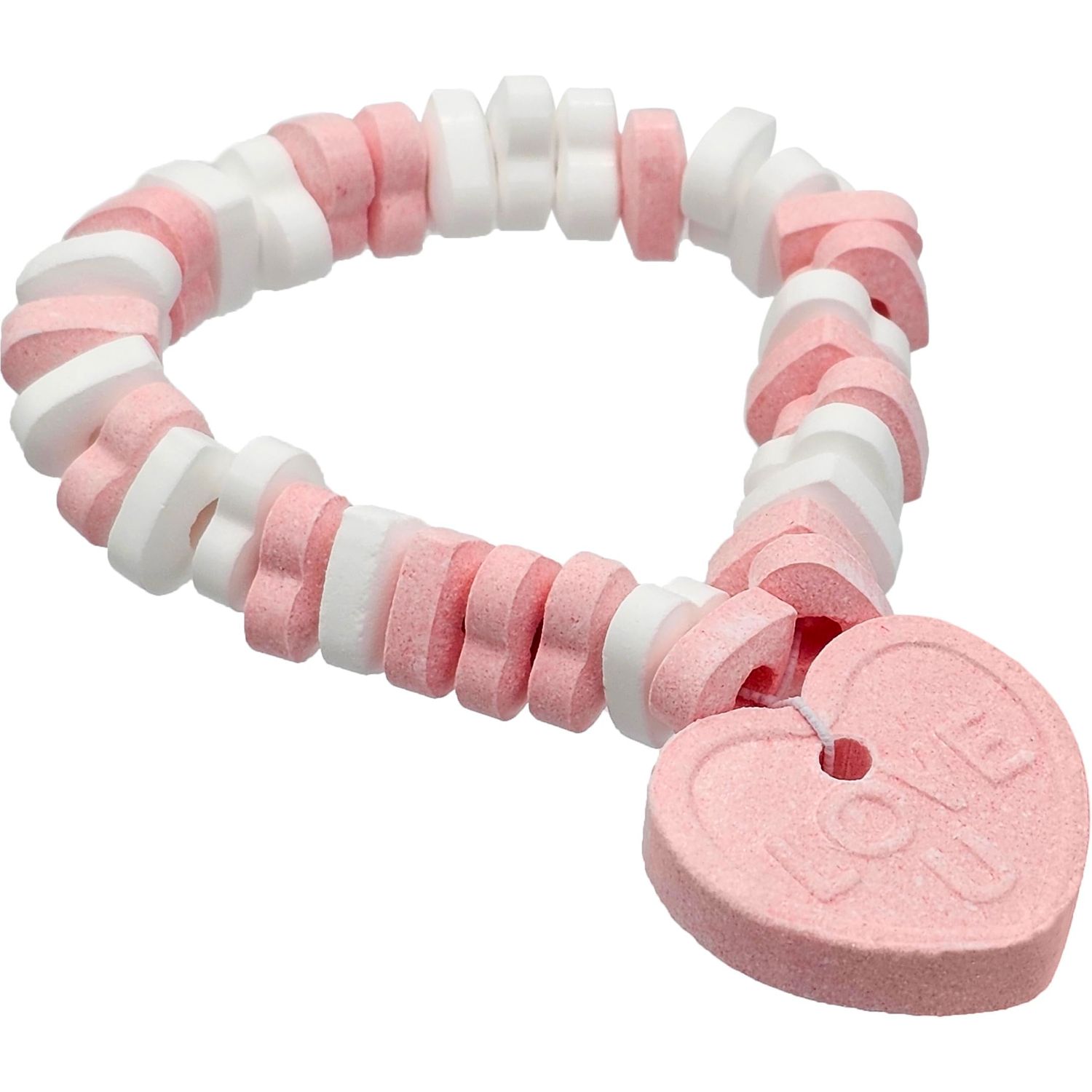 Stretchable Valentines Heart Candy Necklace, Multicolor Fruit-Flavored Chewables for Party Favors, 18g Necklace (12-Pack)