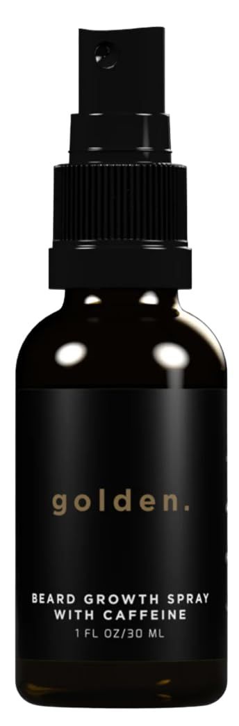 Golden Grooming Beard Growth Spray - Natural Biotin Vitamin E Formula to Boost Beard Growth, Thickness Strength (Single)