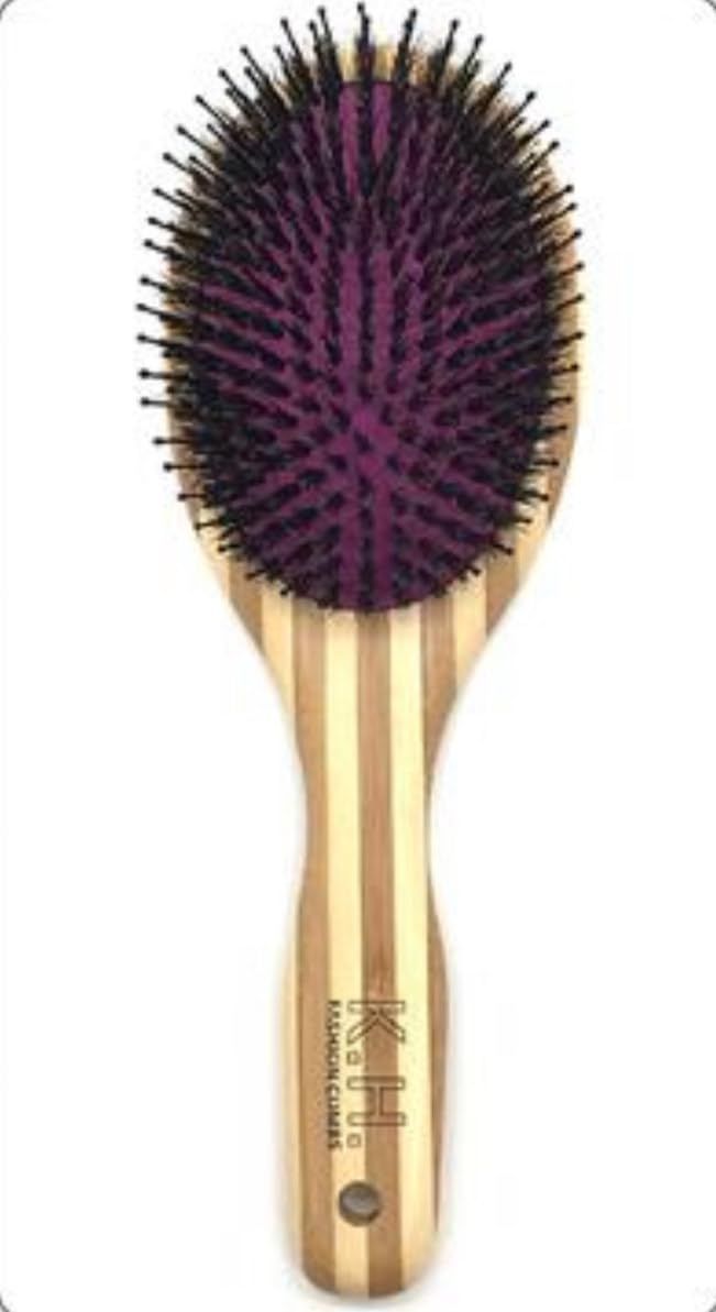 Boar Bristle Hair Brush for Women and Men, Boar Brush for Fine Thin Hair, Anti Breakage, Smoothing, Detangling, Wooden Comb for Hair Growth (Purple)