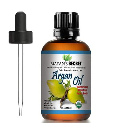 Mayan&#39;s Secret - 4oz Organic Argan Oil For Hair Growth, Skin, Face, Nails, Beard Cuticles - Nourishing and Soothing Oil for Face and Body