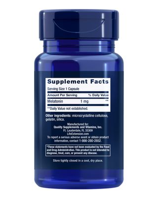 Life Extension Melatonin 1 mg - for Restful Night, Hormone Balance, and Immune Health - Immediate Release - Gluten-Free, Non-GMO - 60 Capsules