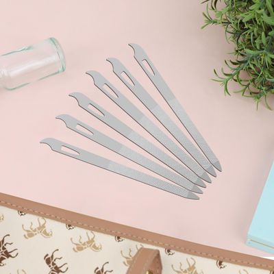 6 Pieces Metal Nail File with Nail Cleaner Tip 5.5 Stainless Steel Nail File Thin Durable Toenail File Professional Diamond Nail Buffer Double Sided Nail File for Natural Nails