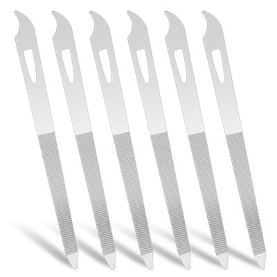 6 Pieces Metal Nail File with Nail Cleaner Tip 5.5 Stainless Steel Nail File Thin Durable Toenail File Professional Diamond Nail Buffer Double Sided Nail File for Natural Nails