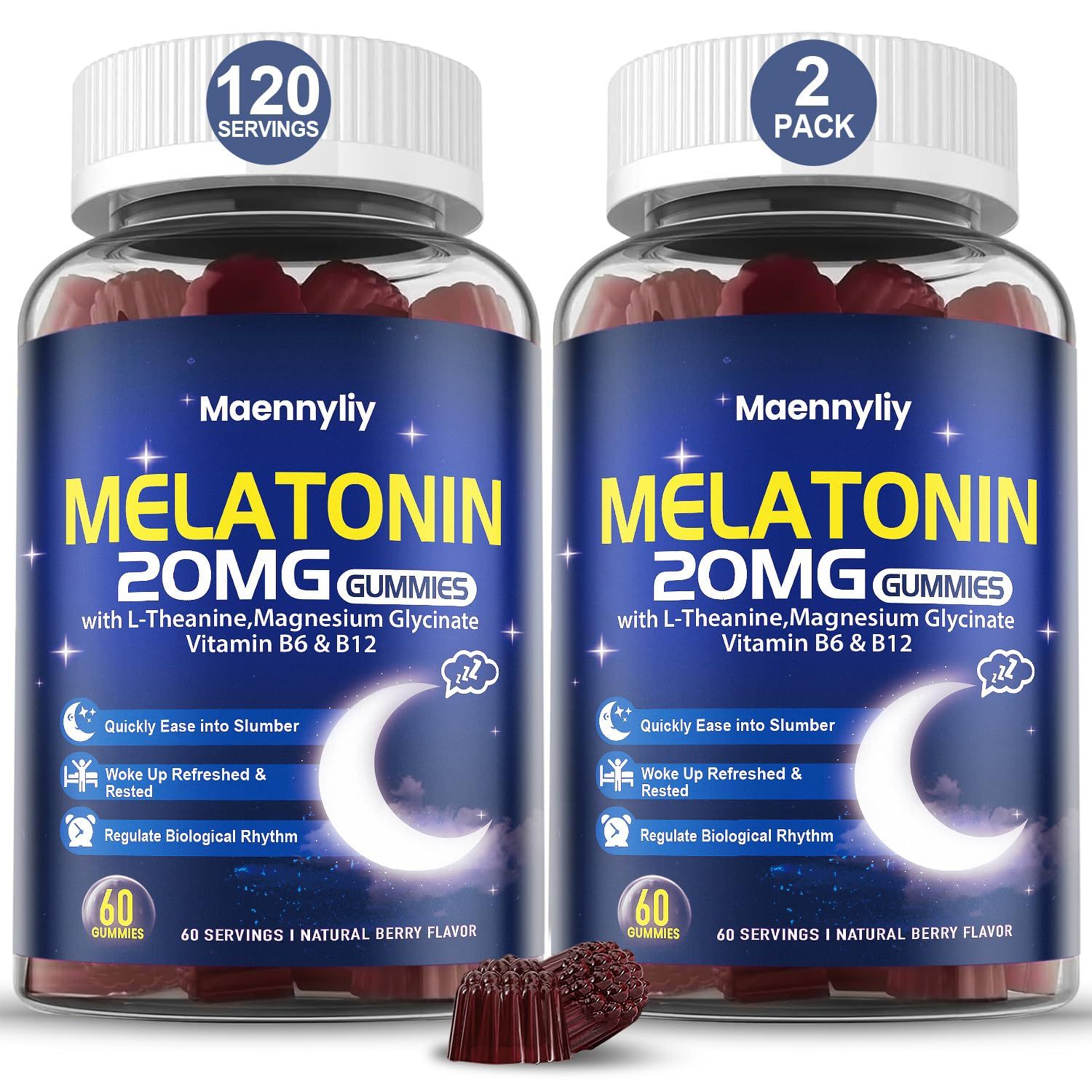 Melatonin 20mg Gummies for Adults - Sugar Free Melatonin Gummies Extra Strength with L-Theanine, Magnesium, Ashwagandha, Turmeric, D3 Zinc - Non-Habit Forming