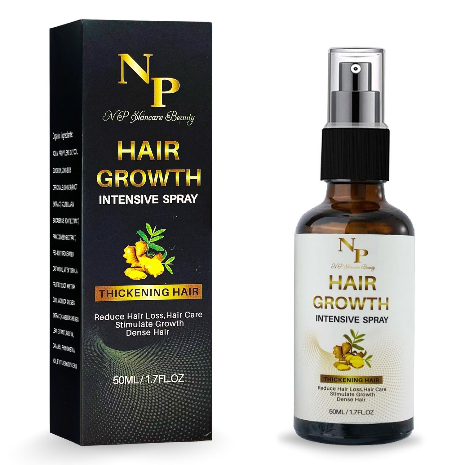 NP Skincare Beauty Hair Growth Intensive Spray for Thickening Hair, Reducing Hair Loss, and Stimulating Growth with Organic Ingredients, 50ml