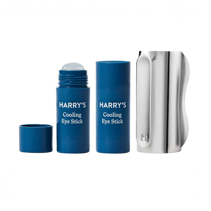 Harry&#39;s Cooling Eye Kit for Men - Gua Sha Depuffing Facial Massage Tool and 2 Cooling Eye Sticks
