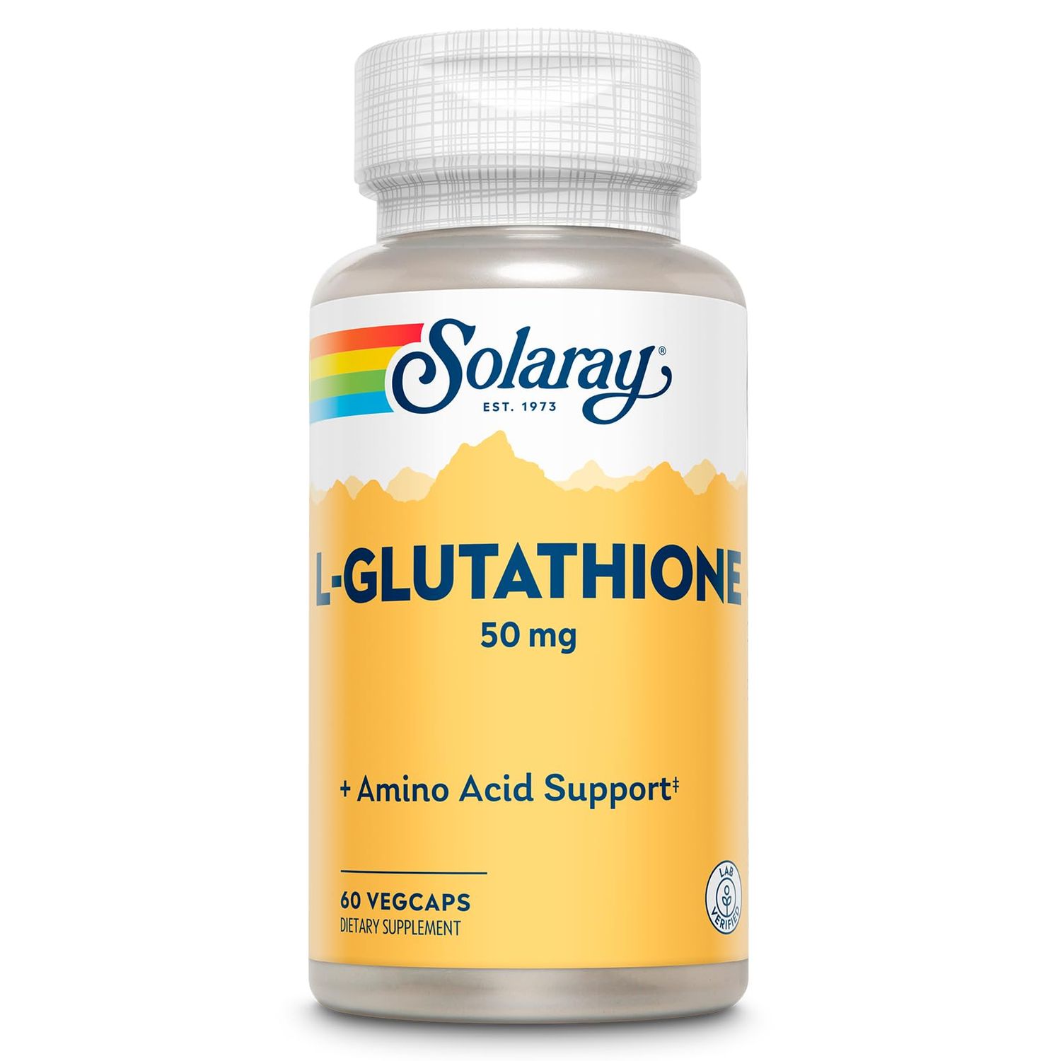 SOLARAY L Glutathione Supplement 50 mg - Free Form Peptide for Powerful Wellness Support - L-Glutathione Amino Acids Supplement - 60-Day Money Back Guarantee, 60 Servings, 60 VegCaps