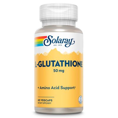SOLARAY L Glutathione Supplement 50 mg - Free Form Peptide for Powerful Wellness Support - L-Glutathione Amino Acids Supplement - 60-Day Money Back Guarantee, 60 Servings, 60 VegCaps