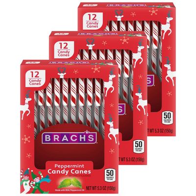 Brachs Peppermint Candy Canes - Individually Wrapped Bulk Christmas Candy Canes - Holiday Classic Candy - Stocking Stuffer Candy - Bulk Candy Box (36 Count)