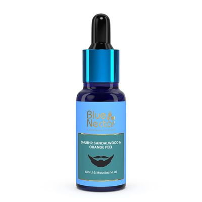 Blue Nectar Beard Oil for Men, Natural Moustache and Beard Growth Oil and Beard Softener for softer, helps in dandruff contains Sandalwood Orange Peel Aroma