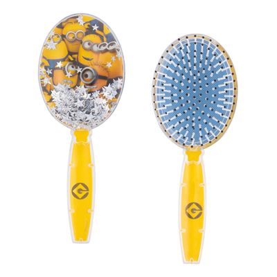 Minions Hair Brush with Magical Sparkling Stars Confetti Hair Brush - Kids Hair Brush Ages 3