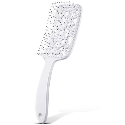 Baderke Curved Vented Hair Brush Detangling Hairbrush with Plastic Bristles for Women Men Paddle Brush for Blow Drying Hairbrush for Wet Dry Curly Thick Straight Hair(White)