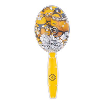 Minions Hair Brush with Magical Sparkling Stars Confetti Hair Brush - Kids Hair Brush Ages 3