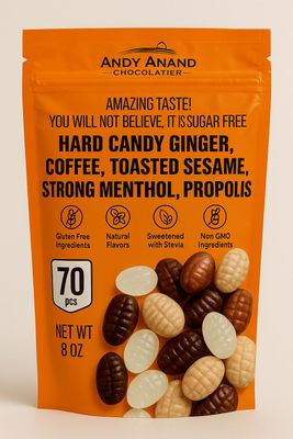 Andy Anand Sugar Free Hard Candy Variety Pack - Ginger, Coffee, Toasted Sesame, Menthol, Propolis - 7 oz - Stevia Sweetened - Gluten-Free - Ideal Sugar Free Candy for Diabetics - 85 Ct