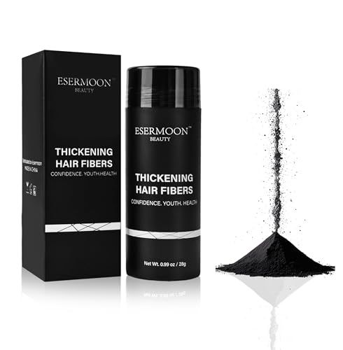 Hair Fibers (28g), Hair Fibers for Thinning Hair, Hair Building Fibers, Hairpiece Filler, Increase Hair Density, Styling Powder for Women Men, Hair Makeup, Premium Formula Thickening (BLACK)