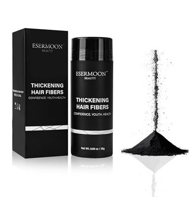 Hair Fibers (28g), Hair Fibers for Thinning Hair, Hair Building Fibers, Hairpiece Filler, Increase Hair Density, Styling Powder for Women Men, Hair Makeup, Premium Formula Thickening (BLACK)