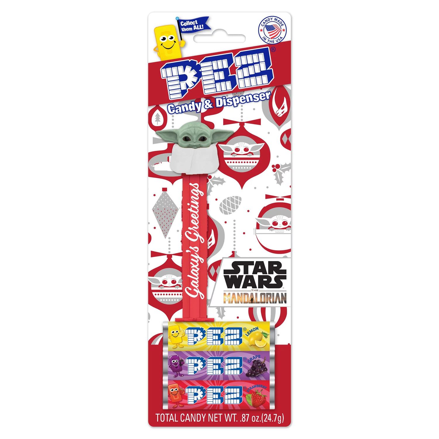 Pez Candy Dispenser Stocking Stuffer - Baby Grogu (The Mandalorian) and 3 Pez Rolls