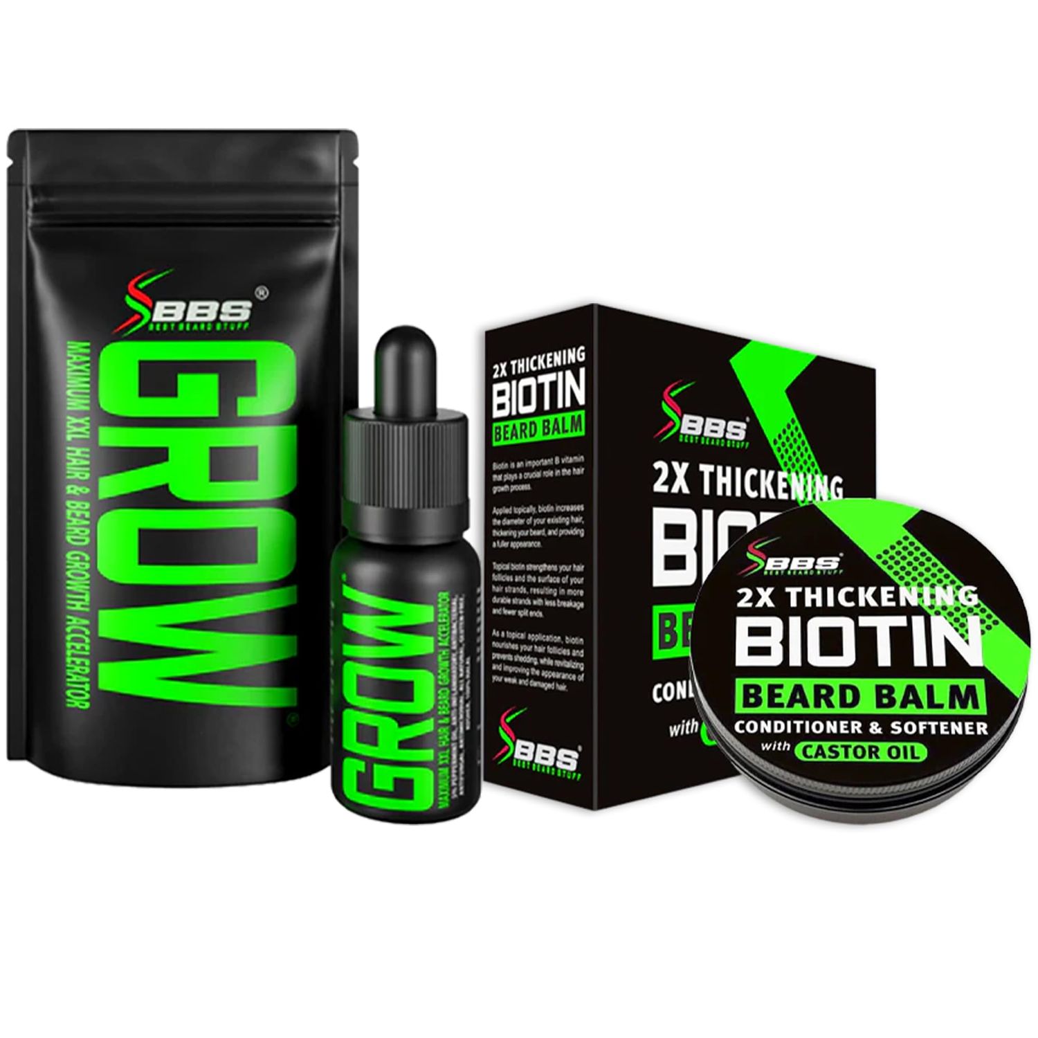 Beard Growth Kit wGROW Beard Growth Oil for Men 2X Thickening Biotin Beard BalmBeard Care Beard Conditioner (Beard Kit for Facial Hair Growth)