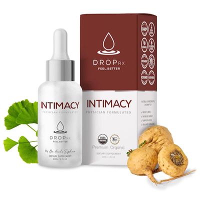 Drop Rx Intimacy by Dr. Nicole Saphier - Organic Maca Root, Ginkgo Biloba Tribulus Terrestris, Liquid Supplement for Support, Non-GMO, Vegan, Gluten-Free, Kosher, Made in USA (2 Fl Oz)