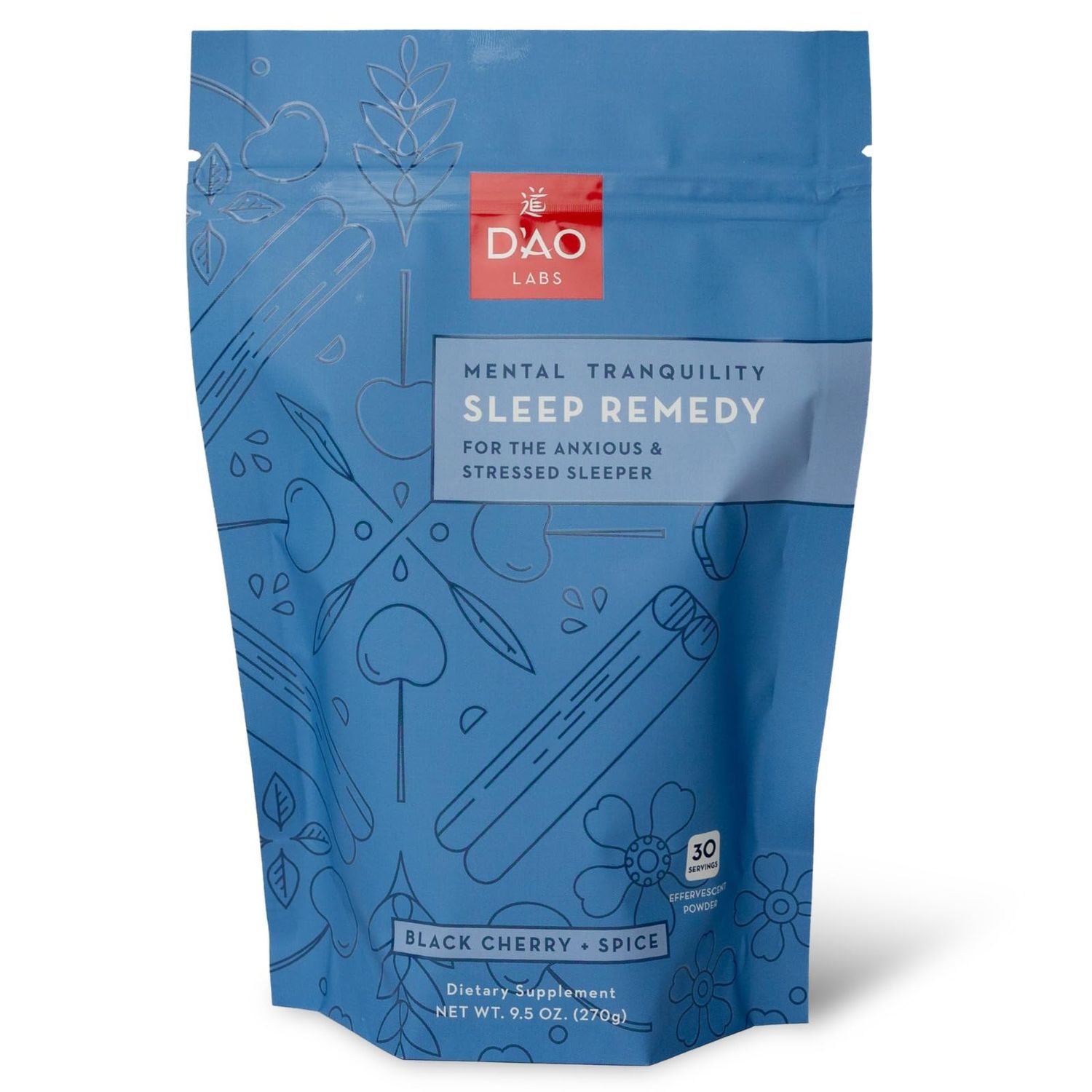 D&#39;AO LABS Mental Tranquility - Non-Habit Forming - Mental Calmness Supplement - Stress Relax Tranquil Powder - GUI Pi Tang Traditional Chinese Herbal - Black Cherry Spice Flavor - 30 Servings