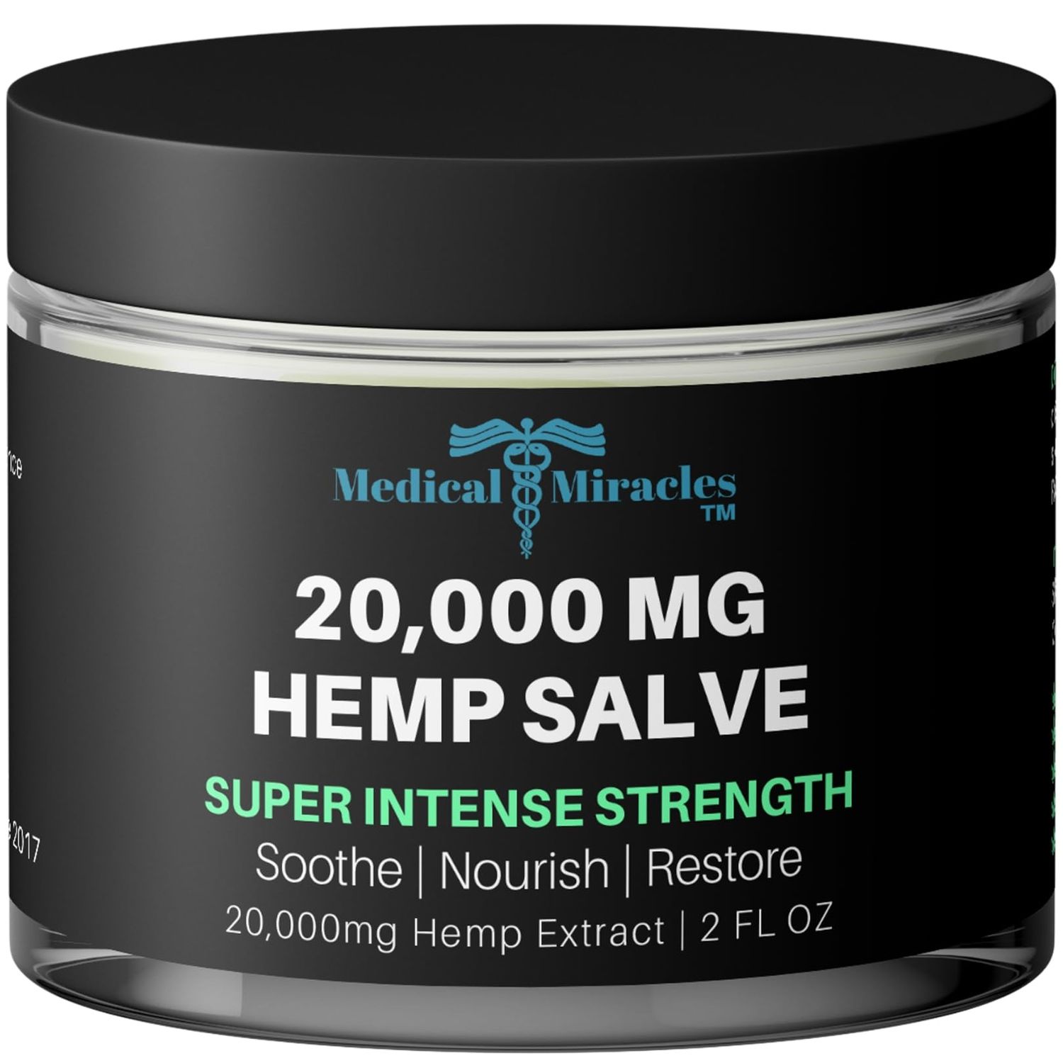 Medical Miracles New Hemp Salve Super Intense Strength 20,000 MG. Ideal for HIPS, Joints, Neck, Back, Elbows, Fingers, Hands, and Knees. 100 Natural - Proudly Made in USA