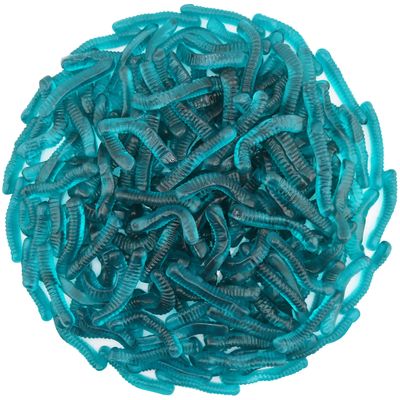 FirstChoiceCandy Sweet Sour Gummy Worms, Multi Flavors and Solid Colors (1 Pound, Blue Raspberry)