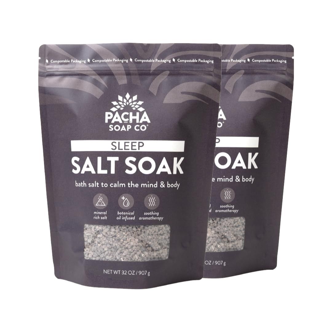 Pacha Soap Co Sleep Salt Soak, Soothing Bath Soaking Aid 2 Pack, 32 oz Each