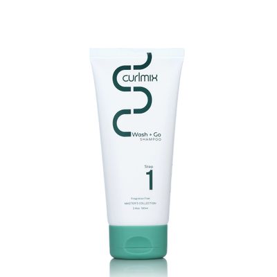 CurlMix Wash Go Shampoo for Curly Hair - Travel Size Sample 3.4 oz - Deep Cleansing Shampoo Removes Buildup - Fragrance-Free