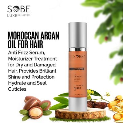 SOBE LUXE - Moroccan Argan Oil for Hair, 1.7 Oz - Anti Frizz Serum, Moisturizer Treatment for Dry and Damaged Hair, Provides Brilliant Shine and Protection, Hydrate and Seal Cuticles