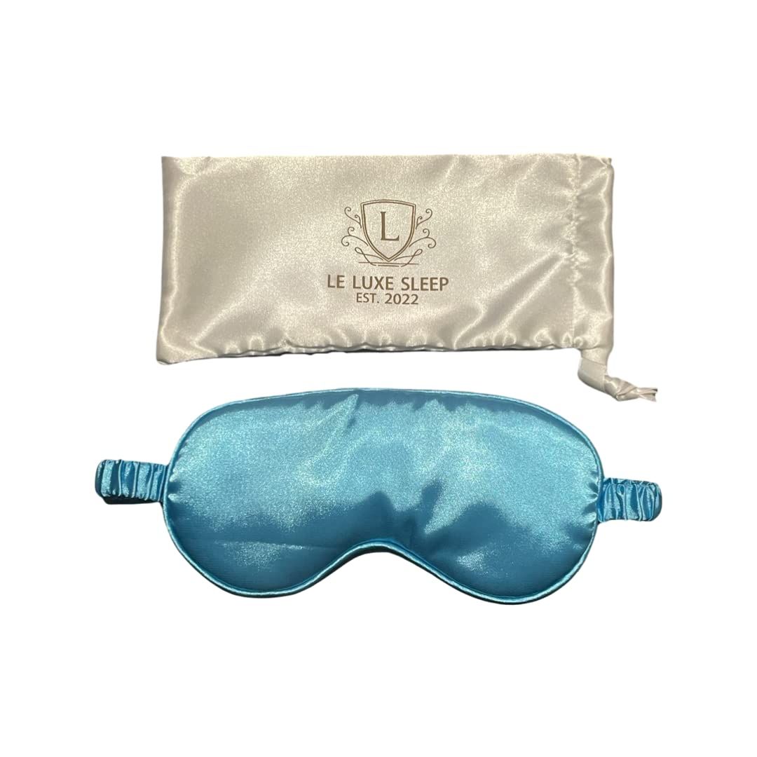 Le Luxe Silk Sleep Mask (Luxury Silk Sleep Mask, Made with 100 Real Natural Pure Silk Eye - Eye Cover - Eye Mask - Anti Aging - Skin Care - Ultra Soft - Light Comfy (Blue)