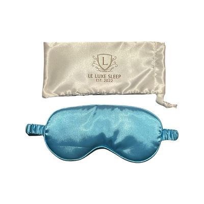 Le Luxe Silk Sleep Mask (Luxury Silk Sleep Mask, Made with 100 Real Natural Pure Silk Eye - Eye Cover - Eye Mask - Anti Aging - Skin Care - Ultra Soft - Light Comfy (Blue)