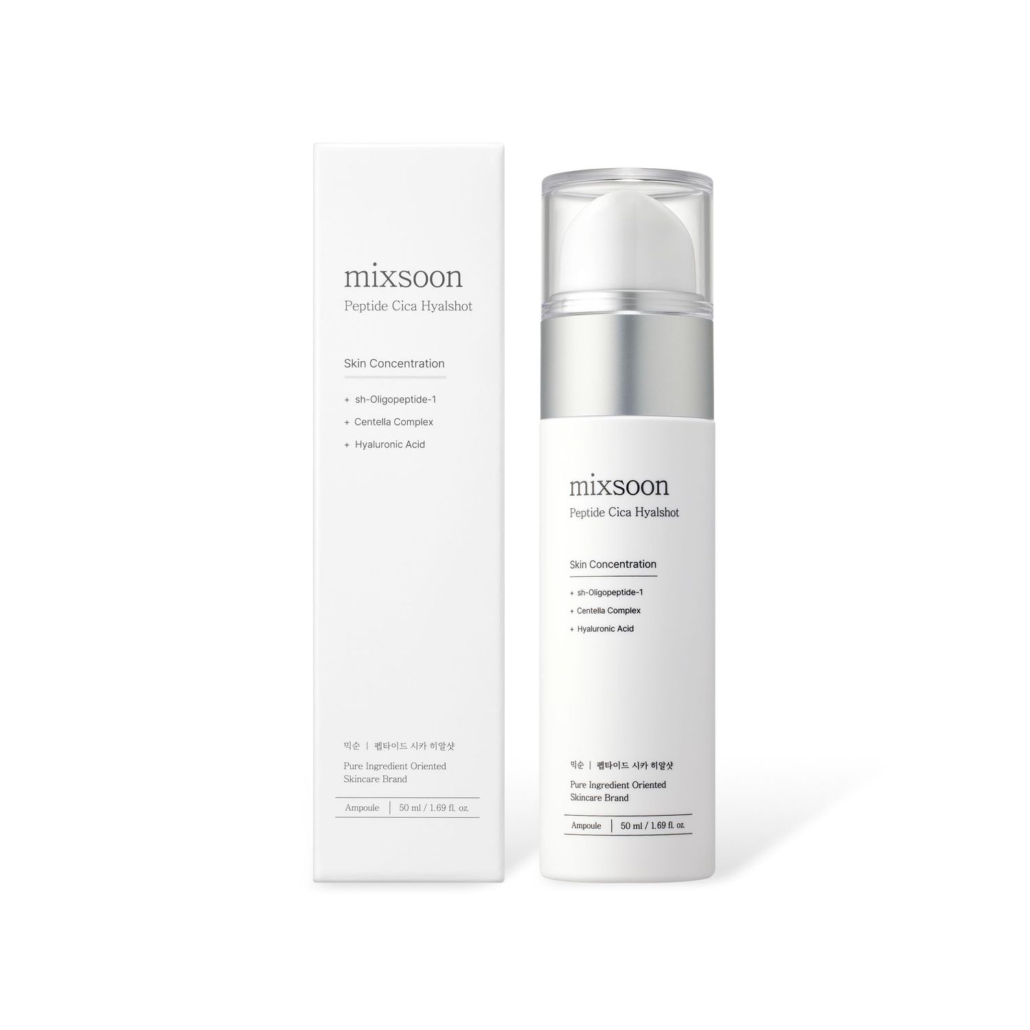 mixsoon Peptide Cica Hyal-Shot Hyaluronic Acid Serum EGF Adenosine Moisturizing korean Skincare Serum 1.69 fl.oz50ml
