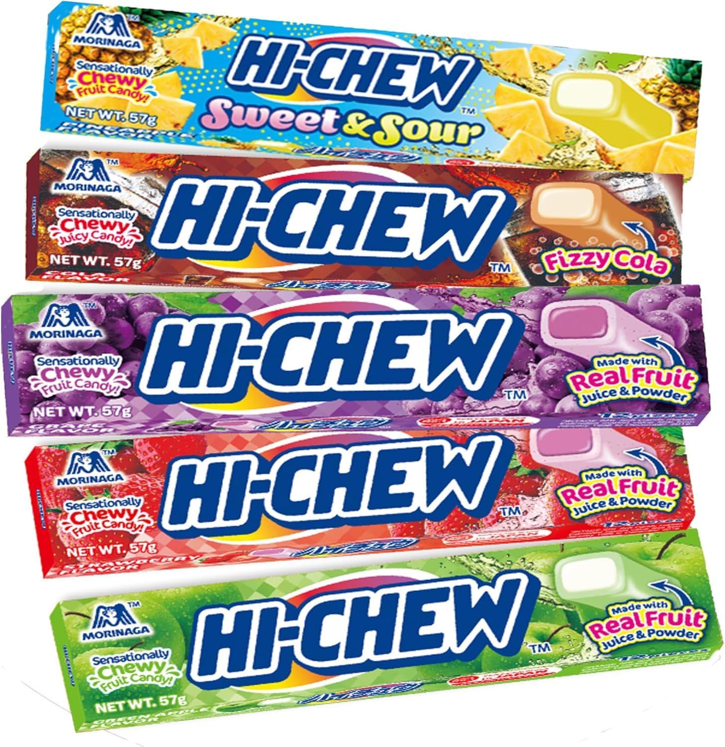 Japanese Candy Variety Pack (5 Assorted Flavors) Sweet and Sour (Pineapple), Carbonated Cola, Grape, Strawberry, Green Apple