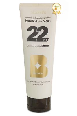 Bloomile K-Beauty 22-in-1 Keratin Hair Mask Intensive Strengthening Hair Mask for Damaged Hair and Growth w 22 Key Ingredients Deep Conditioning Hair Mask Repair (8.2 fl oz), White