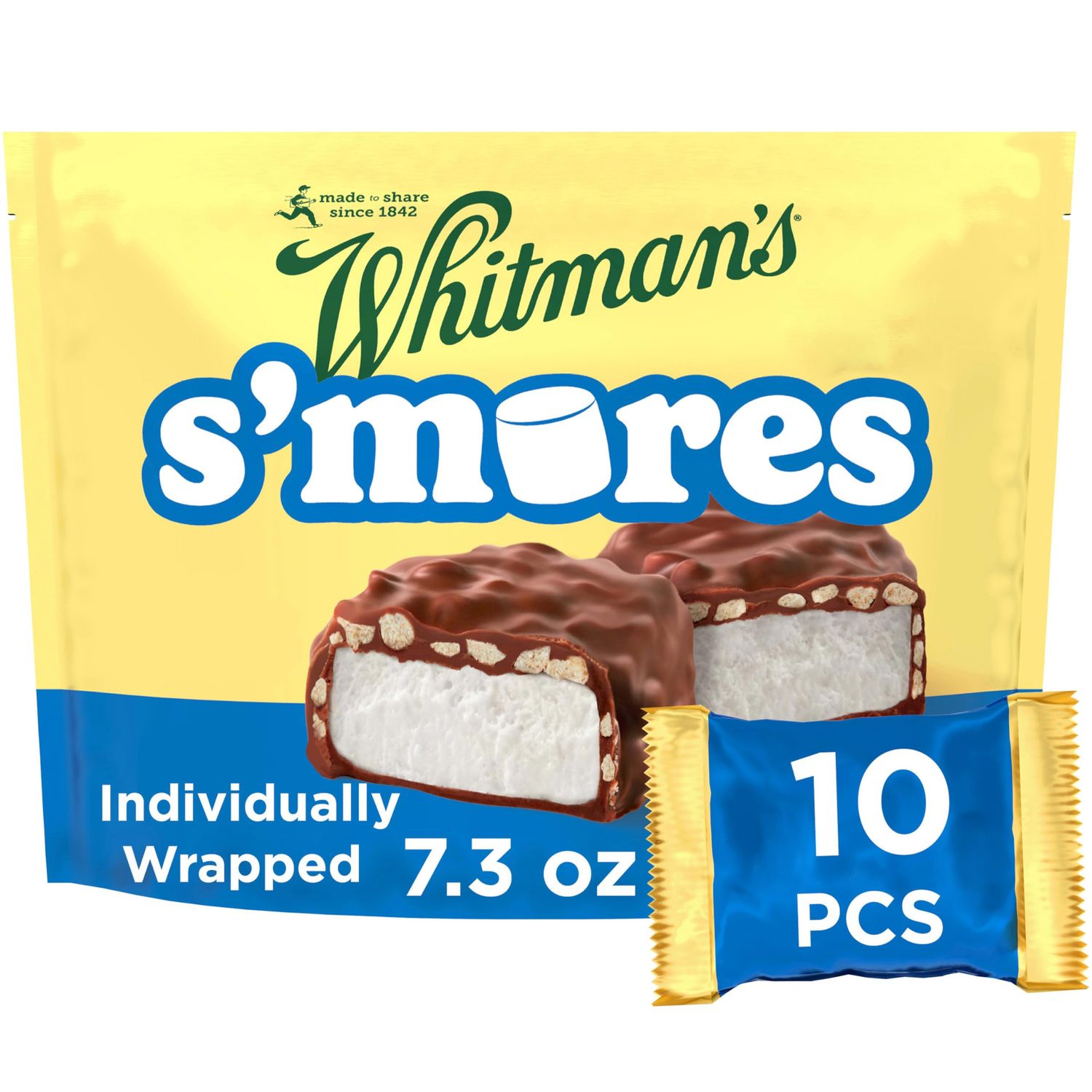 WHITMAN&#39;S S&#39;Mores Milk Chocolate Candy Classic Marshmallow, Bag 7.3 oz. (10 pieces)