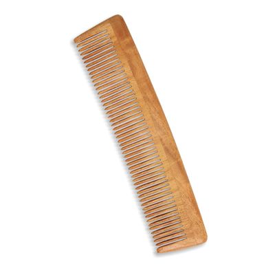 100 Pure Natural Neem Wood Vedic Hair Comb 7.5 Promotes Hair Growth, Reduces Hair Fall Control Dandruff Wide Thin Teeth-Pack of 1