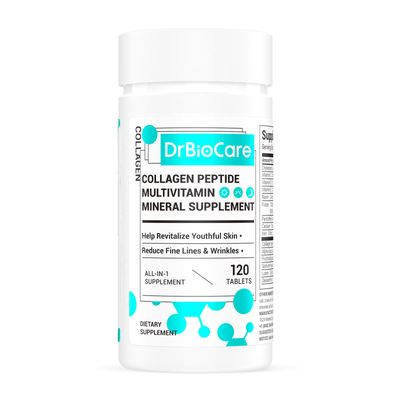 DrBioCare Collagen Peptides for Women, Beauty Vitamin Mineral Supplement,Contains Vitamin D3, Probiotics for Women Collagen Peptides,Vitamin E,Vitamin B Complex - Made in USA - 120 Tablets