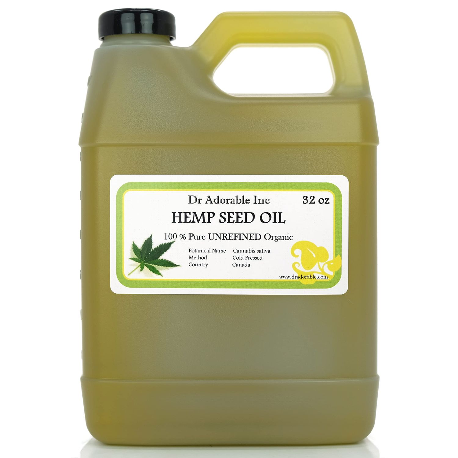 Dr Adorable - 32 oz - Hemp Seed Oil UNREFINED - 100 Pure Natural Cold Pressed Organic