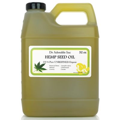 Dr Adorable - 32 oz - Hemp Seed Oil UNREFINED - 100 Pure Natural Cold Pressed Organic