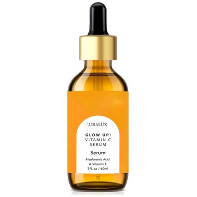 Auralux Vitamin C Face Serum with Hyaluronic Acid - Anti-Ageing Serum - Reduce Fine Lines Wrinkles - Niacinamide Skin Serum with Vitamin E - Gentle Hydrating Serum for All Skin Types - 2 fl.oz