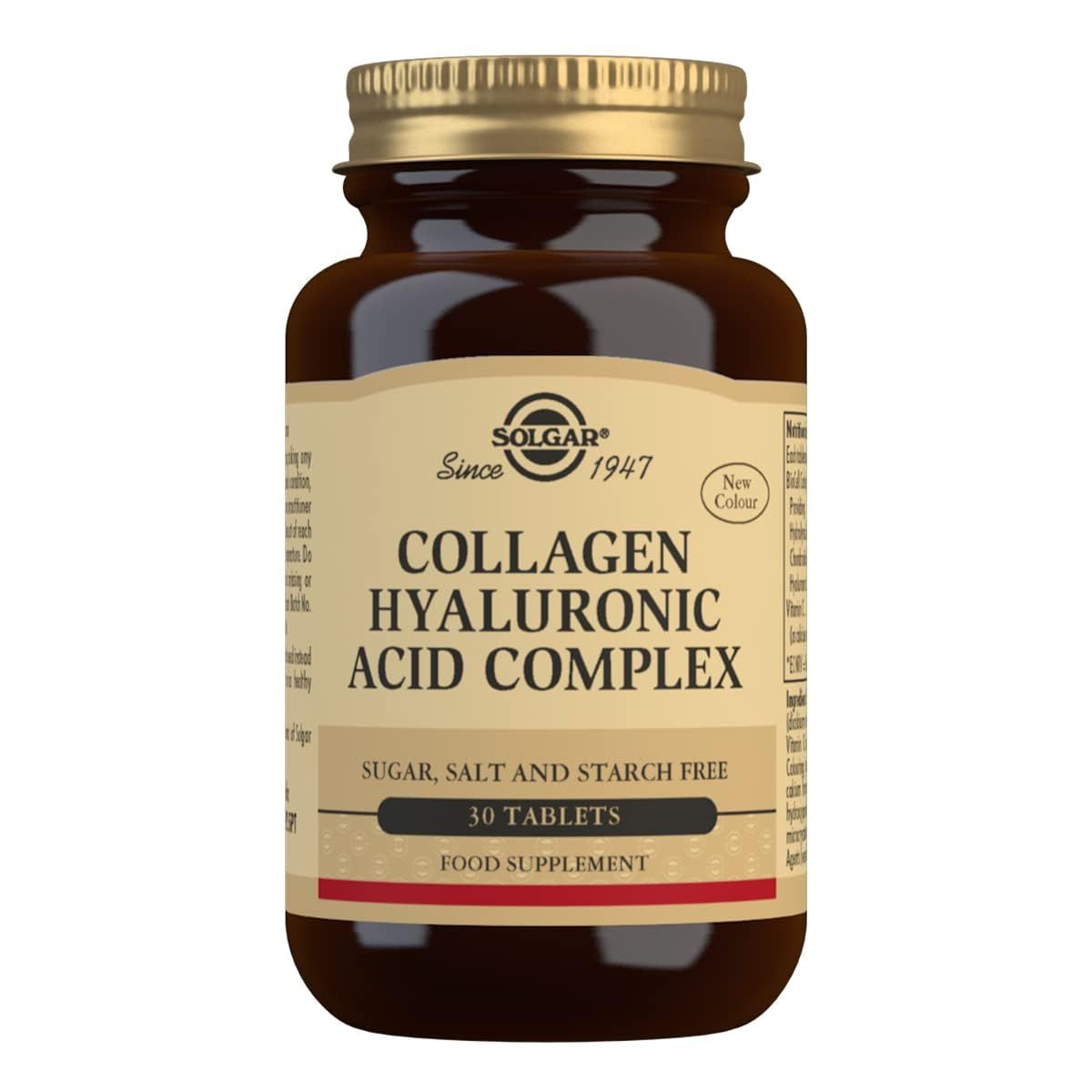 Solgar Collagen Hyaluronic Acid Complex, 30 Tablets - Hydrolyzed Collagen Type 2 - Helps with Fine Lines Wrinkles - Boosts Skin Collagen Elasticity - Non-GMO, Gluten Dairy Free - 30 Servings