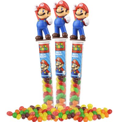 Super Mario Jelly Bean Tubes, Assorted Fruit Flavored Gamer Themed Gift Candy, 1.5 Ounces (Pack of 3)
