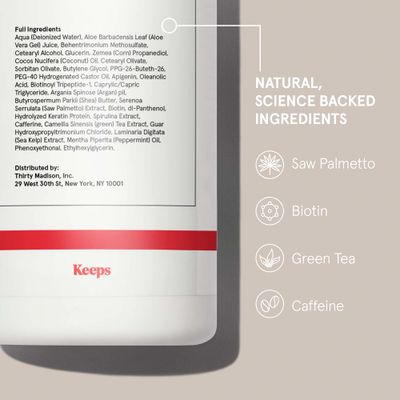 Keeps Hair Regrowth Treatment Mens Conditioner for Fuller, Thicker Looking Hair, 8 oz - Thinning and Hair Growth Conditioner for Men - DHT Blocker - Infused with Biotin, Caffeine, Saw Palmetto