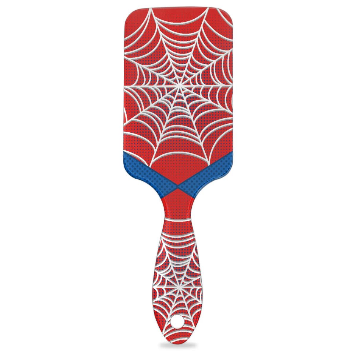 Spider Web Red Kids Detangler Hair Brush Hairbrush for Boys Girls, Detangling Brush Smooth for Wet Dry Thin Long Curly Hair, Glide Through Tangles with Ease and Massage Scalp